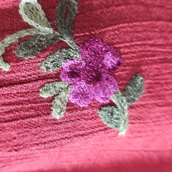 Anthropologie Fig & Flower Embroidered Red Women's Tunic Top Tab Sleeves. 3X - Picture 4 of 9